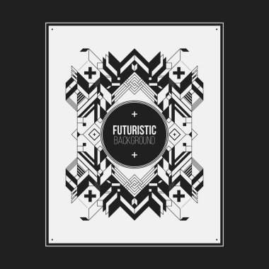 Poster/Baskı tasarım şablonu simetrik soyut öğe üzerinde beyaz arka plan ile. Kitap ve dergi kapakları için yararlı.