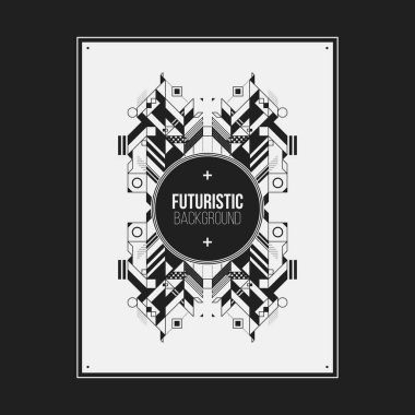 Poster/Baskı tasarım şablonu simetrik soyut öğe üzerinde beyaz arka plan ile. Kitap ve dergi kapakları için yararlı.