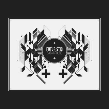 Poster/Baskı tasarım şablonu simetrik soyut öğe üzerinde beyaz arka plan ile. Kitap ve dergi kapakları için yararlı.