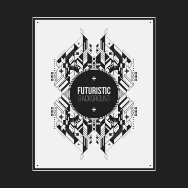 Poster/Baskı tasarım şablonu simetrik soyut öğe üzerinde beyaz arka plan ile. Kitap ve dergi kapakları için yararlı.