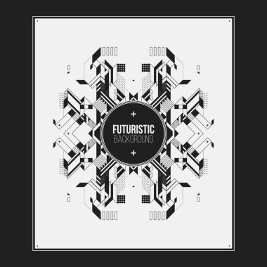 Poster/Baskı tasarım şablonu simetrik soyut öğe üzerinde beyaz arka plan ile. Kitap ve dergi kapakları için yararlı.