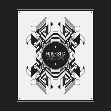 Poster/Baskı tasarım şablonu simetrik soyut öğe üzerinde beyaz arka plan ile. Kitap ve dergi kapakları için yararlı.