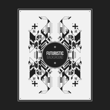 Poster/Baskı tasarım şablonu simetrik soyut öğe üzerinde beyaz arka plan ile. Kitap ve dergi kapakları için yararlı.