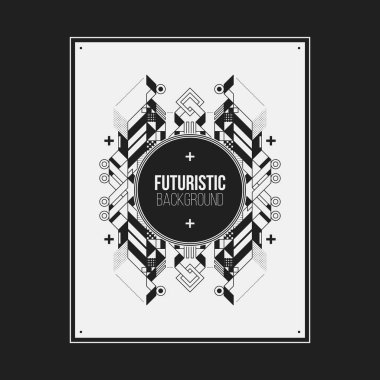 Poster/Baskı tasarım şablonu simetrik soyut öğe üzerinde beyaz arka plan ile. Kitap ve dergi kapakları için yararlı.