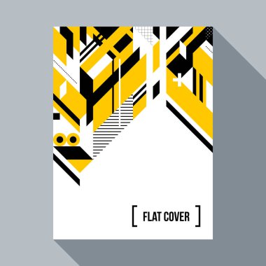 Fütüristik poster/kapak tasarımı ile soyut geometrik öğesi. Fütürizm ve modern grafiti tarzı.