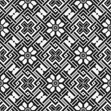 Geometrik öğelerle tek renkli seamless modeli. Yararlı web arka plan, tekstil, ambalaj için.