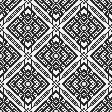 Geometrik öğelerle tek renkli seamless modeli. Yararlı web arka plan, tekstil, ambalaj için.