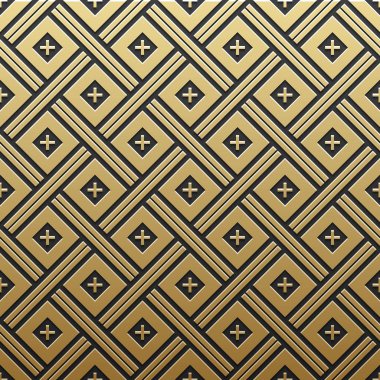 Kesintisiz geometrik desenli altın metalik arka plan. Zarif lüks stil.