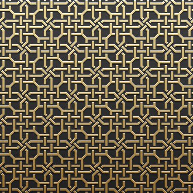 Kesintisiz geometrik desenli altın metalik arka plan. Zarif lüks stil.