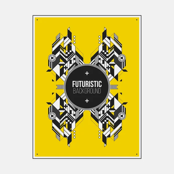 Poster/Baskı tasarım şablonu ile simetrik soyut öğe renkli arka plan üzerinde.