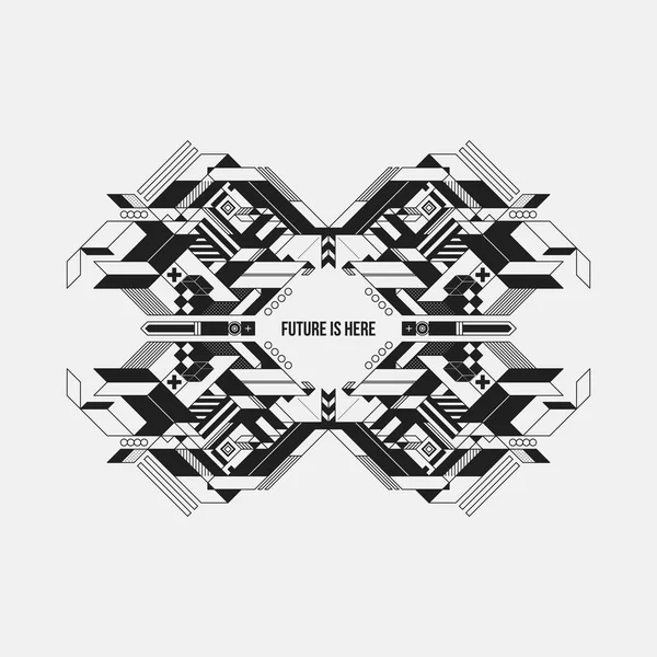 Beyaz arka plan üzerinde fütüristik simetrik tasarım öğesi. Posterler ve baskılar için yararlı.