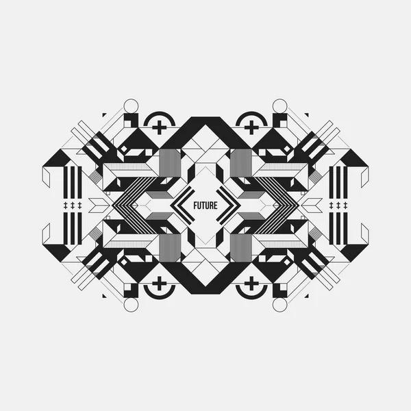 Beyaz arka plan üzerinde fütüristik simetrik tasarım öğesi. Posterler ve baskılar için yararlı.