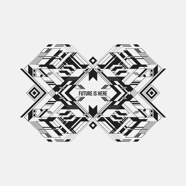 Beyaz arka plan üzerinde fütüristik simetrik tasarım öğesi. Posterler ve baskılar için yararlı.