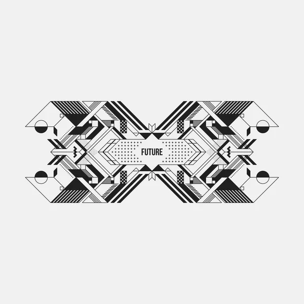 Beyaz arka plan üzerinde fütüristik simetrik tasarım öğesi. Posterler ve baskılar için yararlı.