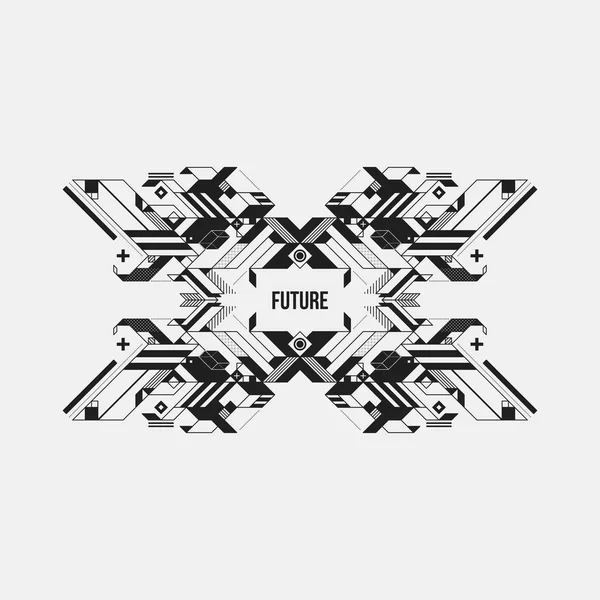 Beyaz arka plan üzerinde fütüristik simetrik tasarım öğesi. Posterler ve baskılar için yararlı.