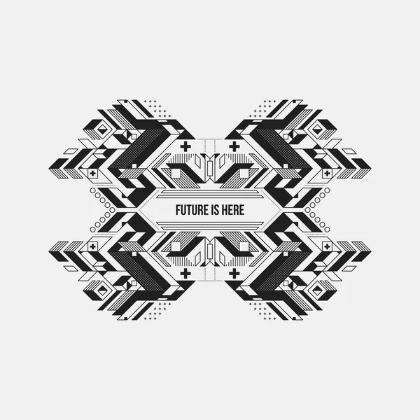 Beyaz arka plan üzerinde fütüristik simetrik tasarım öğesi. Posterler ve baskılar için yararlı.