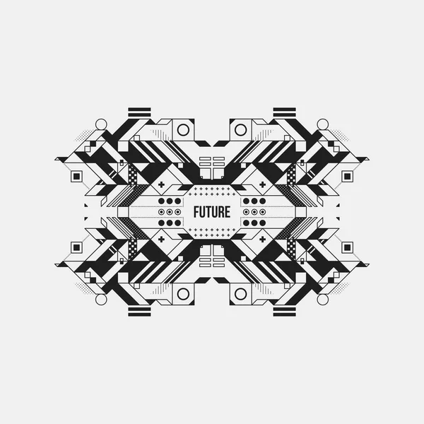 Beyaz arka plan üzerinde fütüristik simetrik tasarım öğesi. Posterler ve baskılar için yararlı.