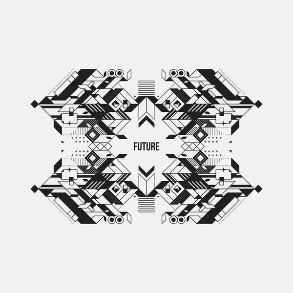 Beyaz arka plan üzerinde fütüristik simetrik tasarım öğesi. Posterler ve baskılar için yararlı.