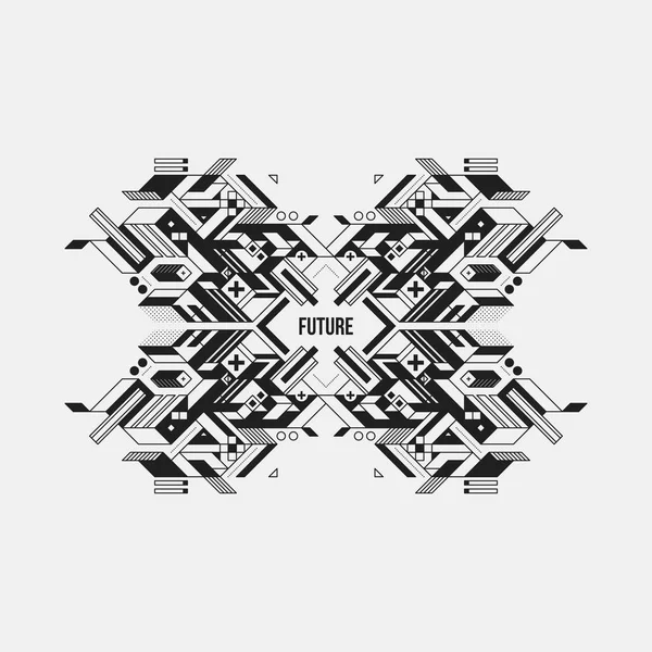 Beyaz arka plan üzerinde fütüristik simetrik tasarım öğesi. Posterler ve baskılar için yararlı.