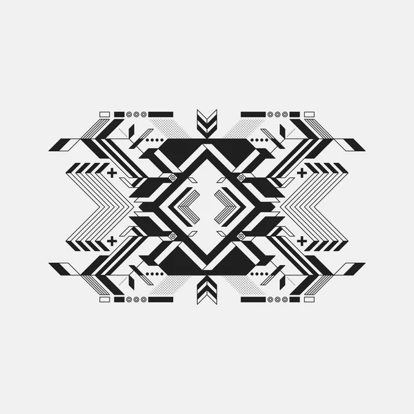 Beyaz arka plan üzerinde fütüristik simetrik tasarım öğesi. Posterler ve baskılar için yararlı.