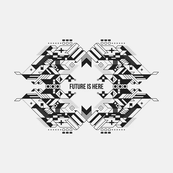 Beyaz arka plan üzerinde fütüristik simetrik tasarım öğesi. Posterler ve baskılar için yararlı.