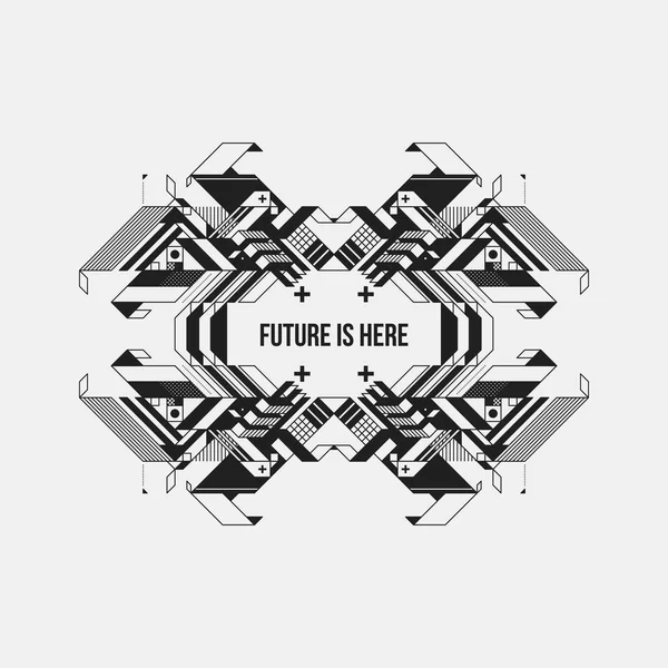 Beyaz arka plan üzerinde fütüristik simetrik tasarım öğesi. Posterler ve baskılar için yararlı.