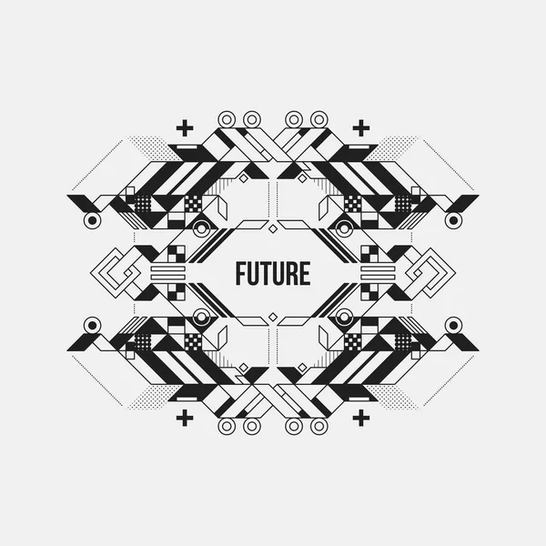 Beyaz arka plan üzerinde fütüristik simetrik tasarım öğesi. Posterler ve baskılar için yararlı.