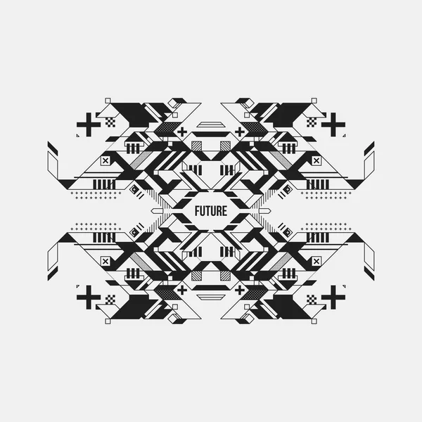 Beyaz arka plan üzerinde fütüristik simetrik tasarım öğesi. Posterler ve baskılar için yararlı.