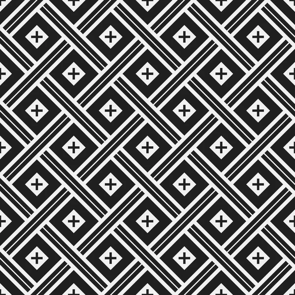Monokrom sömlösa mönster med geometriska element. Användbar för web bakgrund, textil, inslagning. — Stock vektor