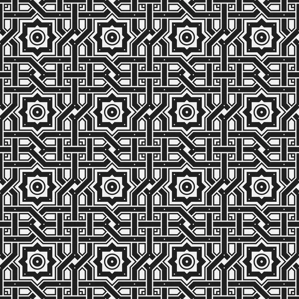 Monochrome seamless pattern with geometric elements. Useful for web background, textile, wrapping. — Stock Vector