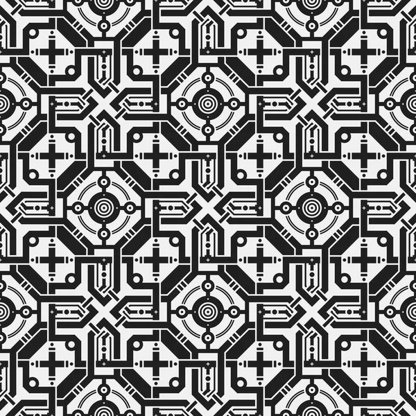 Monochrome seamless pattern with geometric elements. Useful for web background, textile, wrapping. — Stock Vector