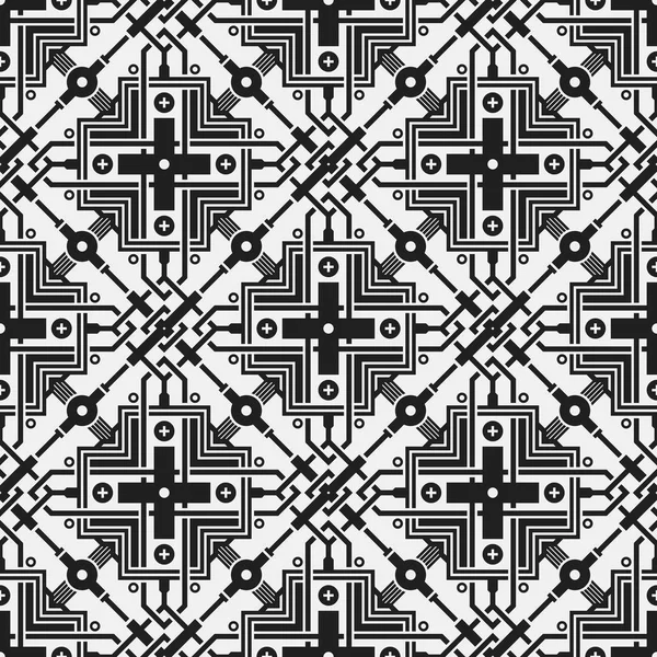 Monochrome seamless pattern with geometric elements. Useful for web background, textile, wrapping. — Stock Vector