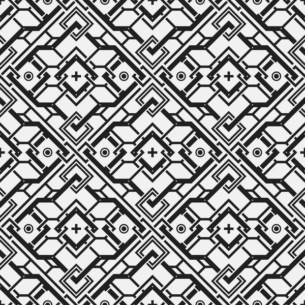 Černobílý vzor bezešvé s geometrickými prvky. Užitečné pro webové pozadí, textilní, pro zabalení. — Stockový vektor