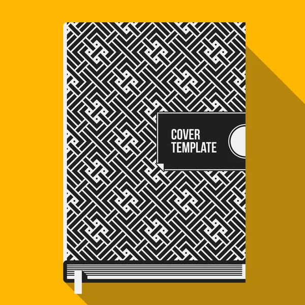 Book cover design template with monochrome geometric pattern. Useful for books, notebooks, annual reports or another media. — Stock Vector