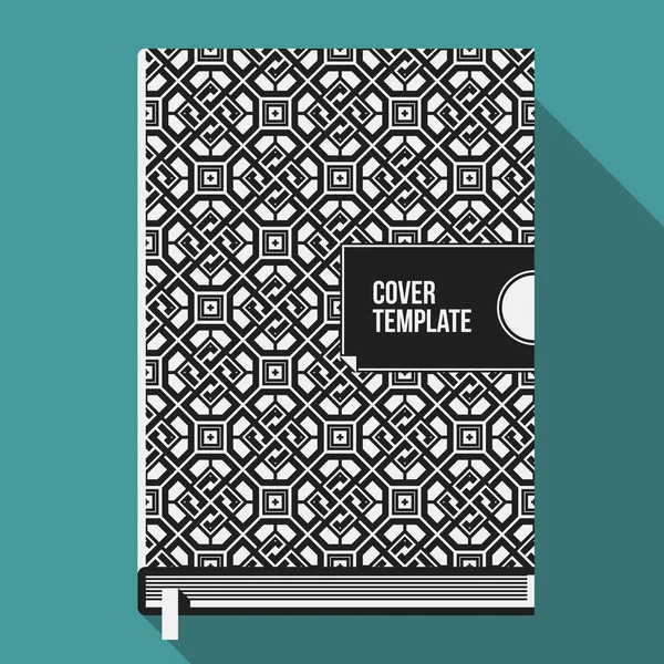 Boek cover ontwerpsjabloon met monochroom geometrische patroon. Handig voor boeken, notebooks, jaarverslagen of een ander media. — Stockvector