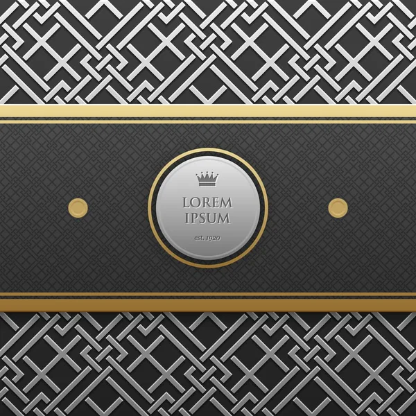 Horizontale Banner-Vorlage auf silber / platin metallischem Hintergrund mit nahtlosem geometrischem Muster. Eleganter Luxusstil. — Stockvektor