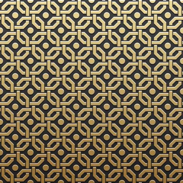 Goldener metallischer Hintergrund mit nahtlosem geometrischem Muster. Eleganter Luxusstil. — Stockvektor