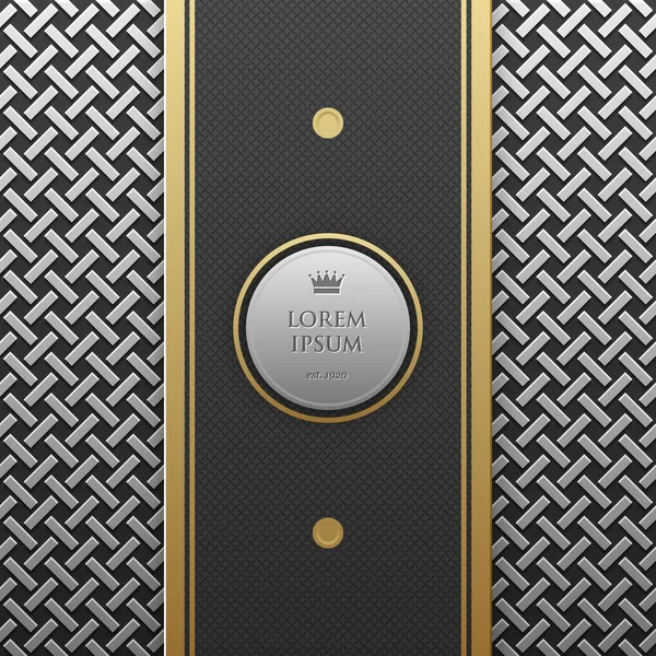 Verticale banner sjabloon op zilver/platinum metallic achtergrond met naadloze geometrische patroon. Elegante luxe stijl. — Stockvector