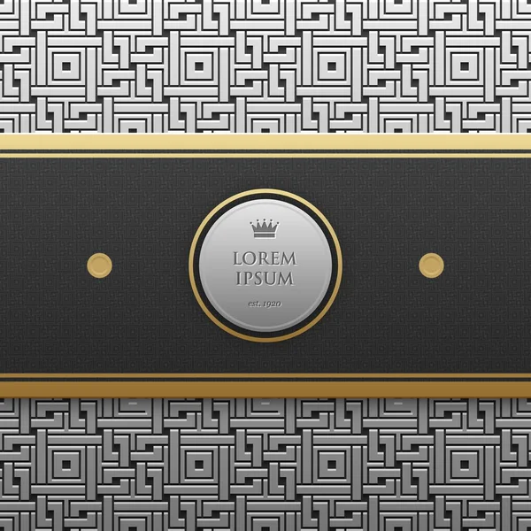 Horizontale banner sjabloon op zilver/platinum metallic achtergrond met naadloze geometrische patroon. Elegante luxe stijl. — Stockvector