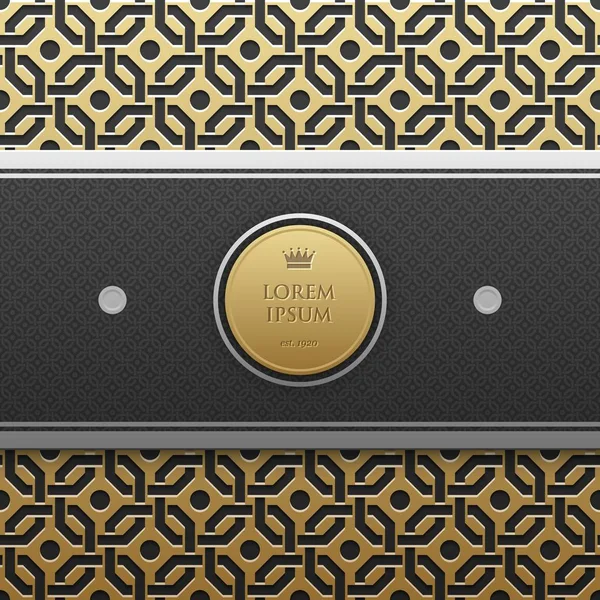 Horizontale banner sjabloon op gouden metallic achtergrond met naadloze geometrische patroon. Elegante luxe stijl. — Stockvector