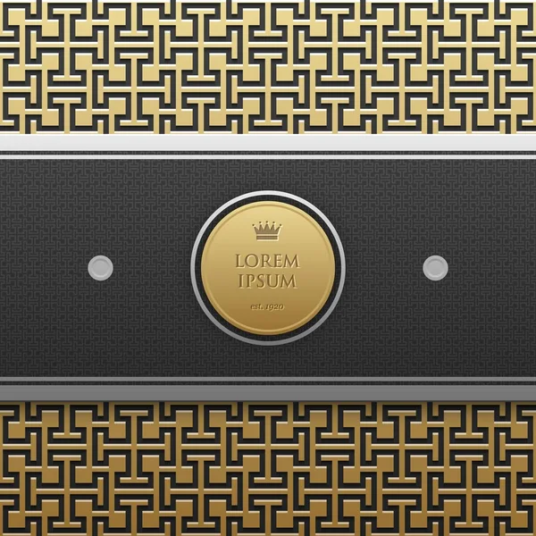 Horizontale banner sjabloon op gouden metallic achtergrond met naadloze geometrische patroon. Elegante luxe stijl. — Stockvector