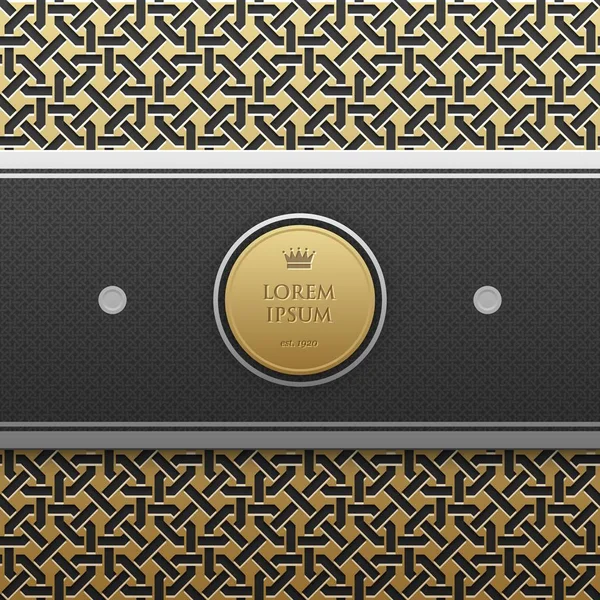 Horizontale banner sjabloon op gouden metallic achtergrond met naadloze geometrische patroon. Elegante luxe stijl. — Stockvector