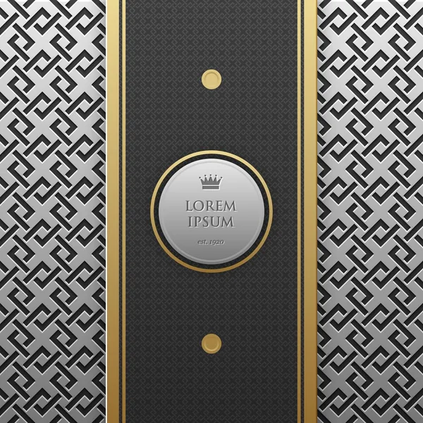 Verticale banner sjabloon op zilver/platinum metallic achtergrond met naadloze geometrische patroon. Elegante luxe stijl. — Stockvector