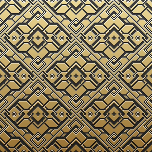 Goldener metallischer Hintergrund mit geometrischem Muster. Eleganter Luxusstil. — Stockvektor