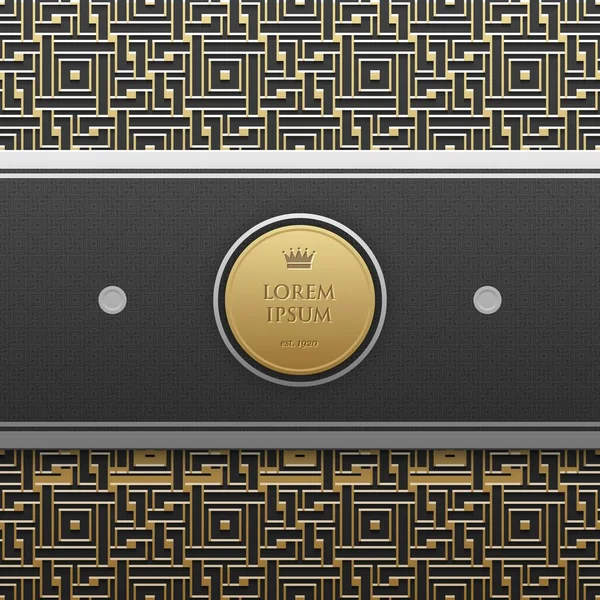 Plantilla de banner horizontal sobre fondo metálico dorado con patrón geométrico sin costuras. Estilo de lujo elegante . — Vector de stock