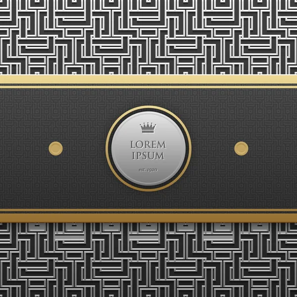 Plantilla de banner horizontal sobre fondo metálico plateado / platino con patrón geométrico sin costuras. Estilo de lujo elegante . — Archivo Imágenes Vectoriales