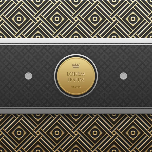 Horizontale banner sjabloon op gouden metallic achtergrond met naadloze geometrische patroon. Elegante luxe stijl. — Stockvector