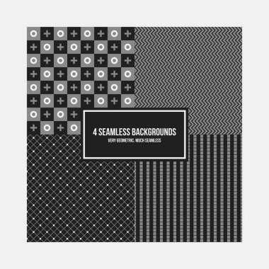 4 basit geometrik desenleri kümesi. Tekstil tasarımı ve paketleri için yararlı.