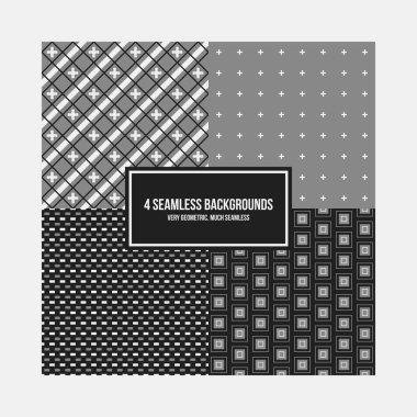4 basit geometrik desenleri kümesi. Tekstil tasarımı ve paketleri için yararlı.