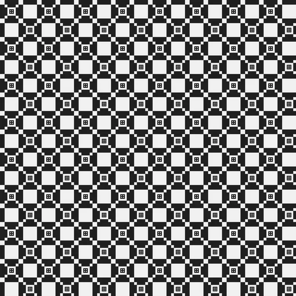 Einfaches pixeliges Muster mit monochromen geometrischen Formen. nützlich für die Textil- und Innenarchitektur. Strenger neutraler Stil. — Stockvektor